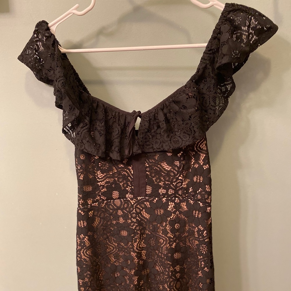 Black lace off shoulder dress